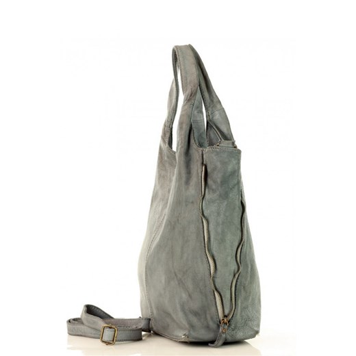 Pojemna torebka shopper bag z rozpinanymi bokami old pelle lavata Marco Mazzini V48F Grey Mazzini  uniwersalny Bomawika