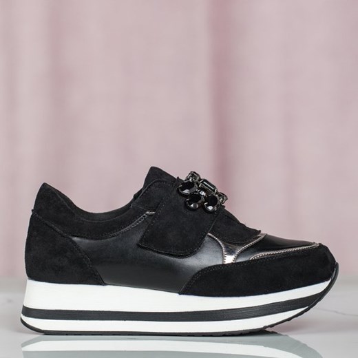 Czarne buty sportowe na platformie Celassema - Obuwie  Royalfashion.pl 38 