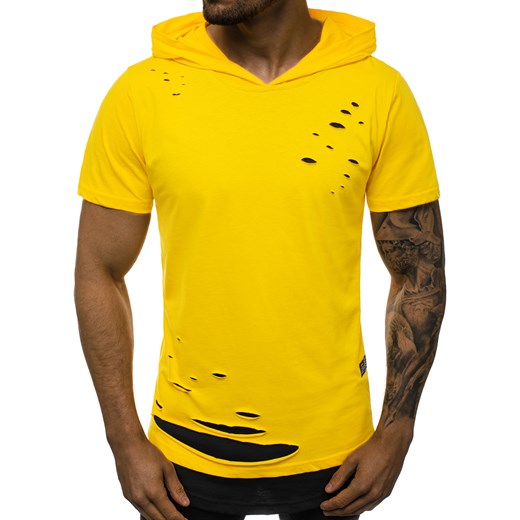 T-shirt męski Ozonee żółty z krótkim rękawem 