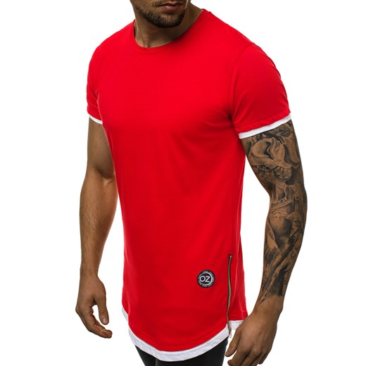 T-shirt męski Ozonee z krótkimi rękawami czerwony na wiosnę 