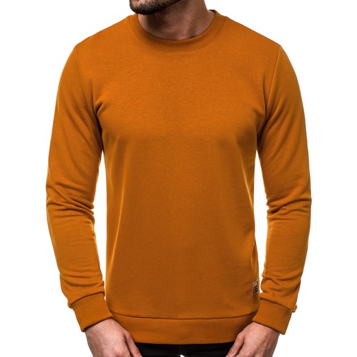 Bluza męska Ozonee bez wzorów casualowa pomarańczowy z bawełny 
