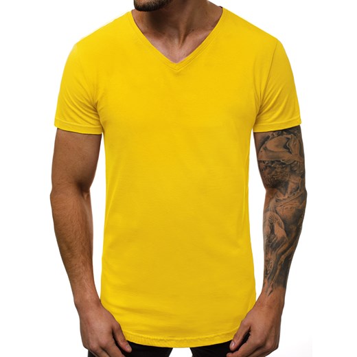 T-shirt męski Ozonee żółty z krótkimi rękawami 
