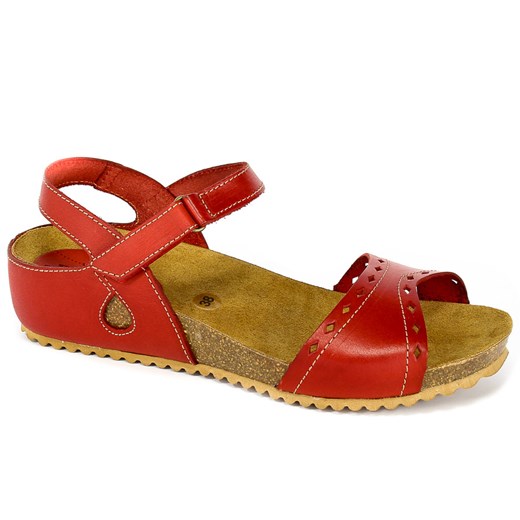 Sandały damskie Spk Shoes ze skóry czerwone 
