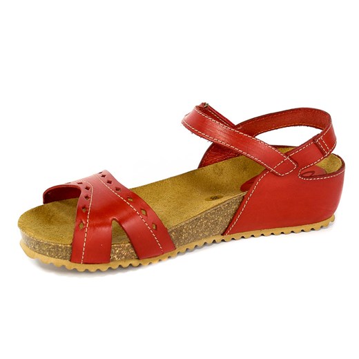 Sandały damskie Spk Shoes czerwone ze skóry 