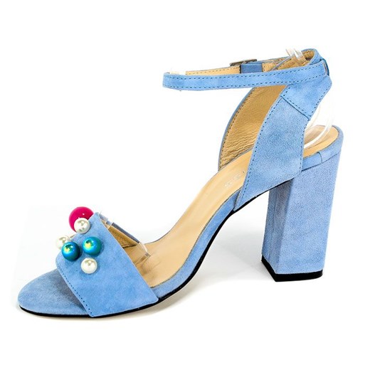 Sandały damskie Damiss niebieskie skórzane letnie 