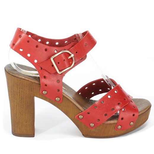 Czerwone sandały damskie Lemar 