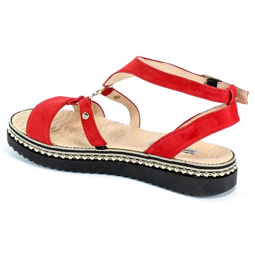 Sandały damskie czerwone Euro Moda na lato 