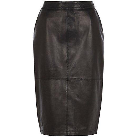 Black leather high waisted pencil skirt river-island szary Monster High