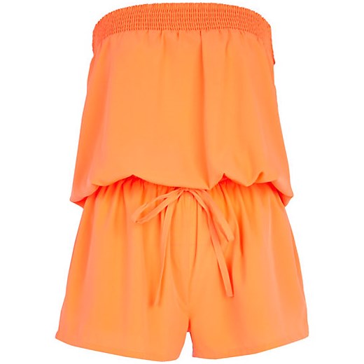 Bright coral bandeau waisted playsuit river-island zolty 