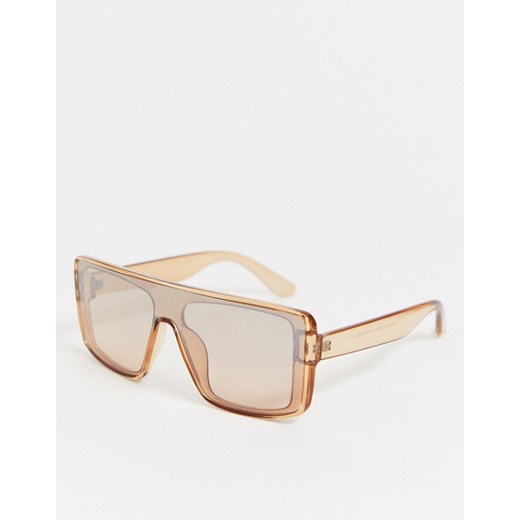 ASOS DESIGN – Brązowe przezroczyste plastikowe okulary przeciwsłoneczne typu visor z przezroczystymi szkłami-Brązowy