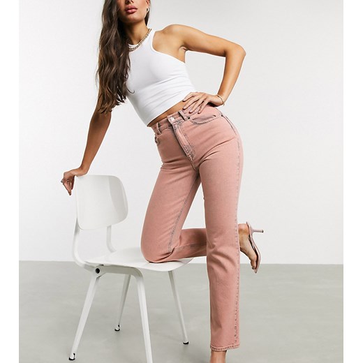 ASOS DESIGN Tall – Dopasowane jeansy ze stretchem w kolorze przygaszonego różu z prostymi nogawkami, podwyższony stan-Różowy