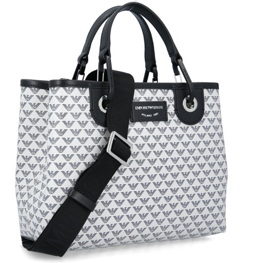 Shopper bag Emporio Armani bez dodatków średnia z nadrukiem do ręki 
