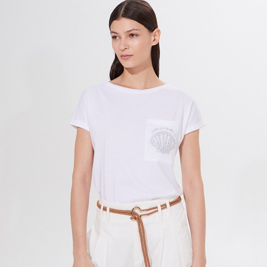 Mohito - Koszulka z bawełny i modalu - Biały  Mohito XS 