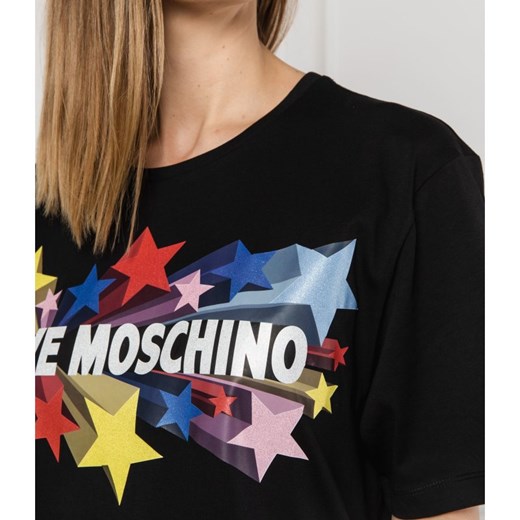 Bluzka damska Love Moschino z okrągłym dekoltem na wiosnę z krótkim rękawem 