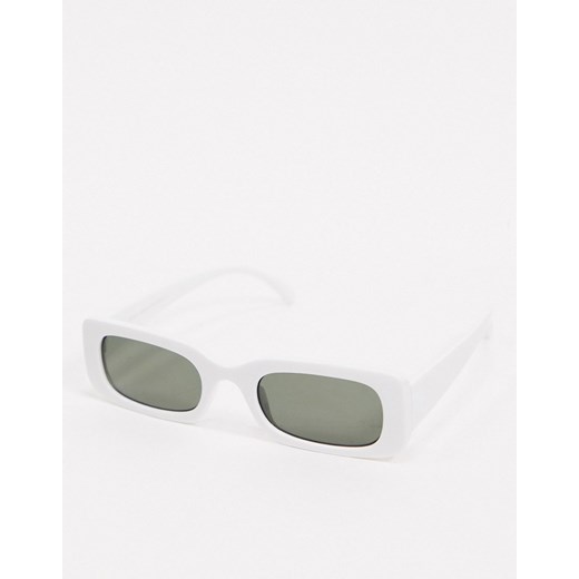 New Look – Białe prostokątne okulary przeciwsłoneczne-Biały New Look  One Size Asos Poland