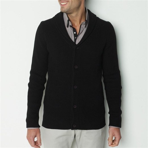 Sweter rozpinany z szalowym kołnierzem, 100% bawełny la-redoute-pl czarny bawełniane