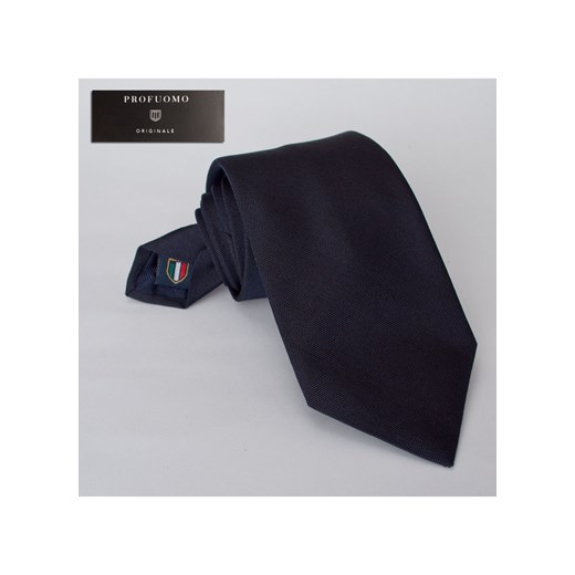 Granatowy krawat Profuomo - prosty splot eleganckipan-com-pl czarny bawełniane