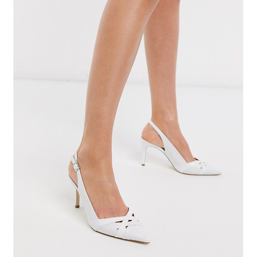 Dune – Cheska – Białe buty na wysokim obcasie z paskiem nad piętą i noskami w szpic-Biały