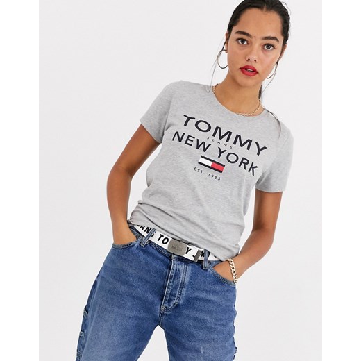 Bluzka damska Tommy Jeans z okrągłym dekoltem z napisami z krótkim rękawem 