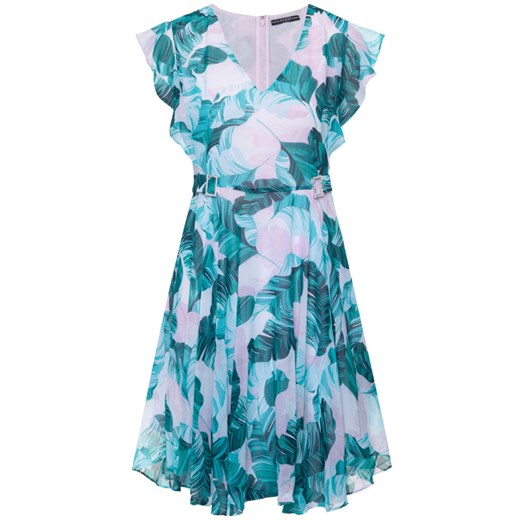 Sukienka Guess na wiosnę z dekoltem w literę v z krótkim rękawem na sylwestra mini 