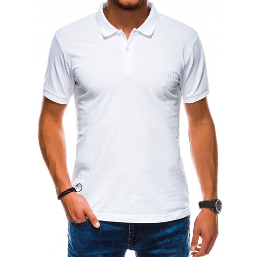 Koszulka męska Polo bez nadruku S1048 - biała