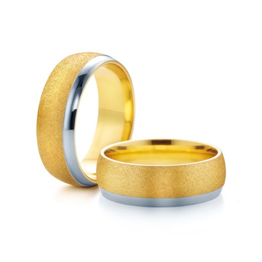 Obrączki ślubne: dwukolorowe złoto, okrągłe, 6,5 mm