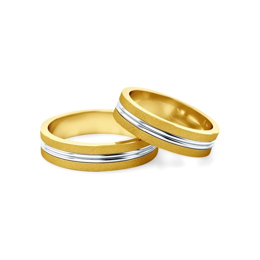 Obrączki ślubne: dwukolorowe złoto, płaskie, 5 mm