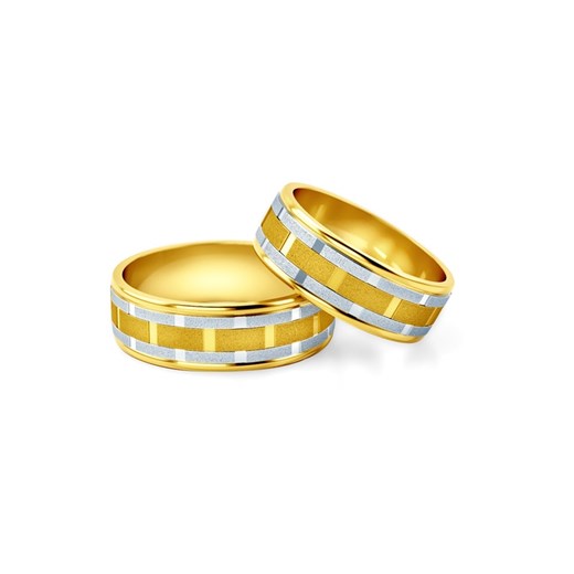 Obrączki ślubne: dwukolorowe złoto, płaskie, 6,5 mm