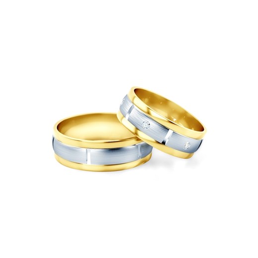 Obrączki ślubne: dwukolorowe złoto, półokrągłe, 6,5 mm