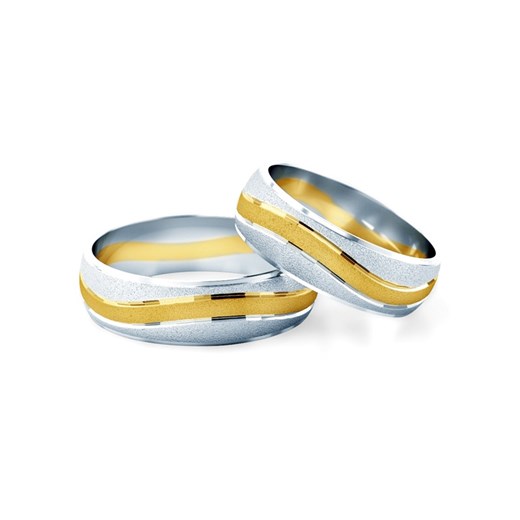 Obrączki ślubne: dwukolorowe złoto, półokrągłe, 6 mm
