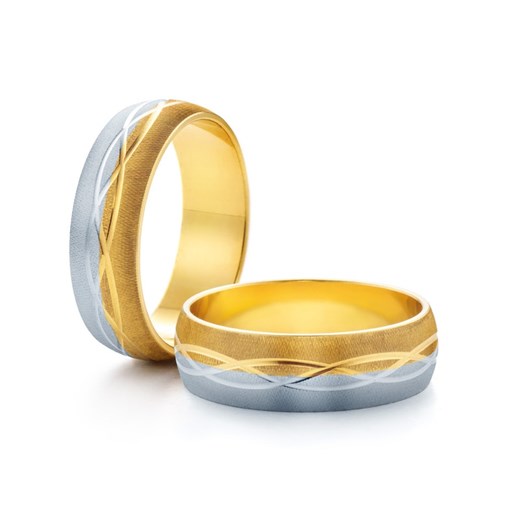 Obrączki ślubne: dwukolorowe złoto, półokrągłe, 5,7 mm