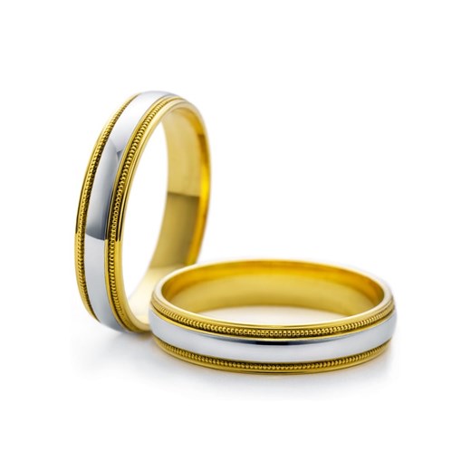 Obrączki ślubne: dwukolorowe złoto, okrągłe, 4 mm
