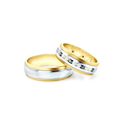 Obrączki ślubne: dwukolorowe złoto, półokrągłe, 6 mm