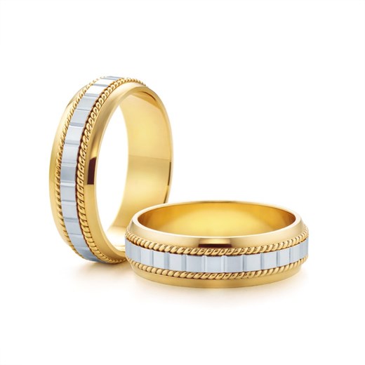Obrączki ślubne: dwukolorowe złoto, półokrągłe, 5,5 mm
