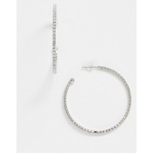 Glamorous – Kolczyki-koła w kolorze srebra z kryształkami-Srebrny Glamorous  No Size Asos Poland