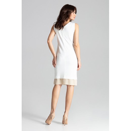 Sukienka biała elegancka midi bez rękawów 