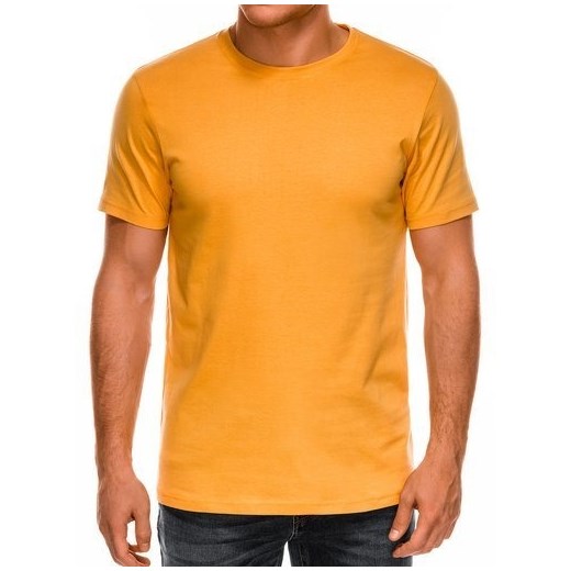 T-shirt męski bez nadruku S884 - żółty