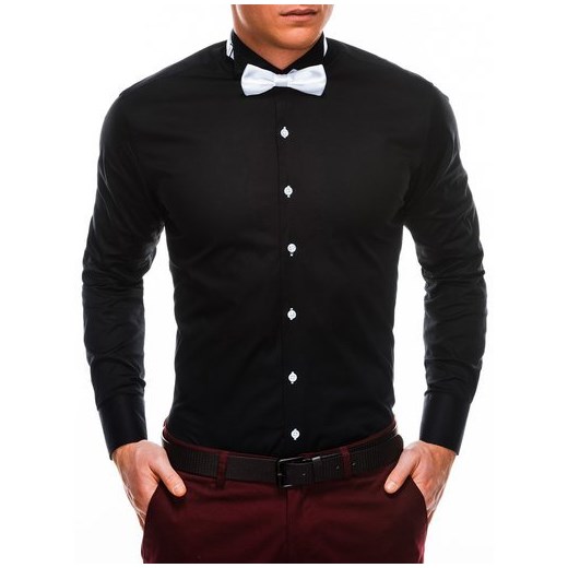 Koszula męska elegancka z długim rękawem K309 - czarna