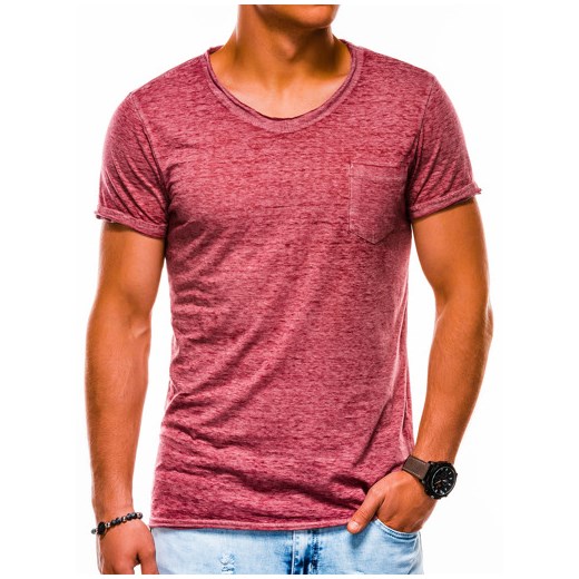 Różowy t-shirt męski Ombre z krótkim rękawem bez wzorów 