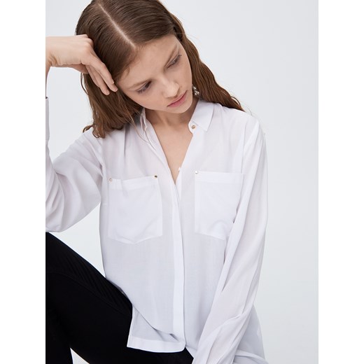 Koszula damska Sinsay bez wzorów wiosenna biała z wiskozy 
