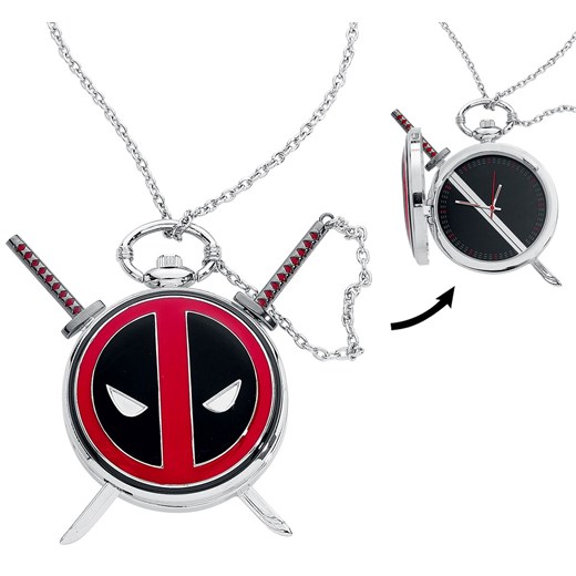 Deadpool - Deadpool Logo - Zegarek - Naszyjnik - srebrny   OneSize  wyprzedaż 