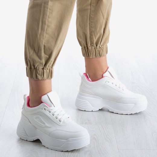 Biało - różowe sportowe buty damskie na grubej podeszwie Free And Young - Obuwie Royalfashion.pl  41 