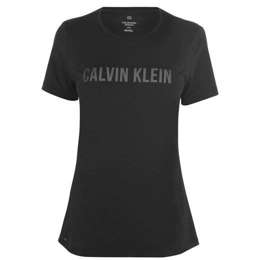 Bluzka damska Calvin Klein na wiosnę z napisem z okrągłym dekoltem 