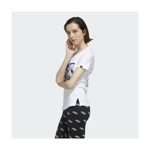 Adidas bluzka damska biała z krótkim rękawem z okrągłym dekoltem 