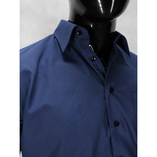 Granatowa koszula męska z kieszonką - 100% bawełna koszule24-eu niebieski bawełniane