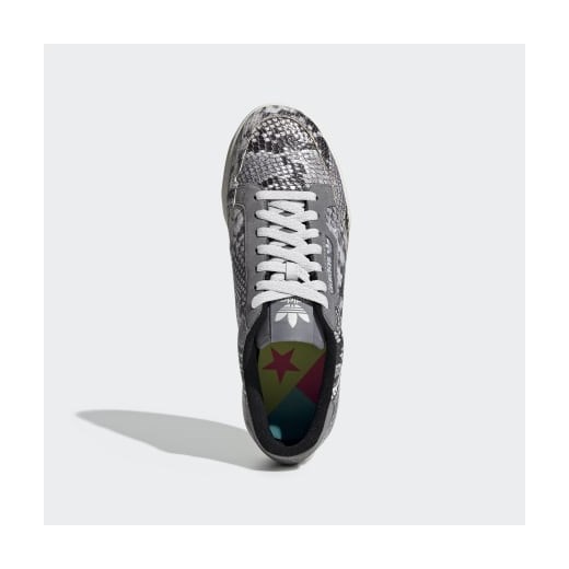 Buty sportowe damskie Adidas skórzane szare w nadruki sznurowane 