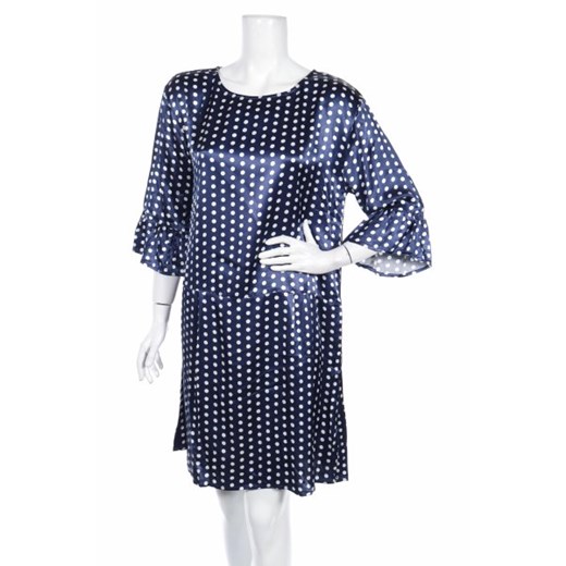 Sukienka Culture na sylwestra z długimi rękawami niebieska z okrągłym dekoltem w groszki 