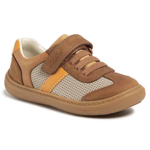 Sneakersy CLARKS - Flash Step K 261495897  Tan Combi Leather