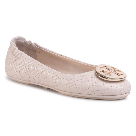 Baleriny TORY BURCH - Quilted Minnie 50736 New Cream/Gold 122