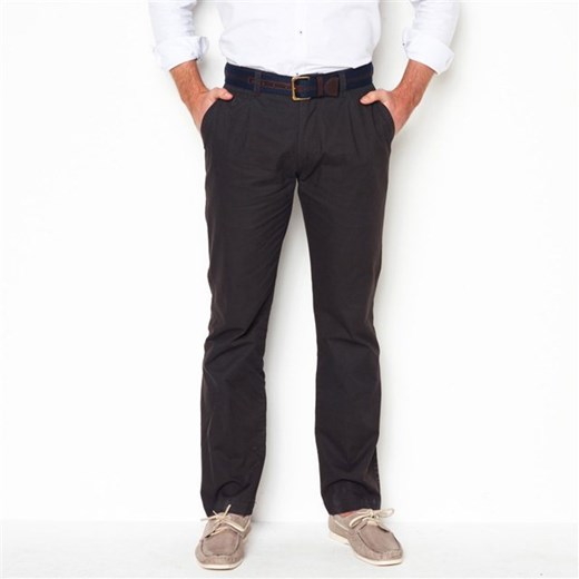 Spodnie typu chino z zaszewkami dł. 32 la-redoute-pl czarny bawełniane